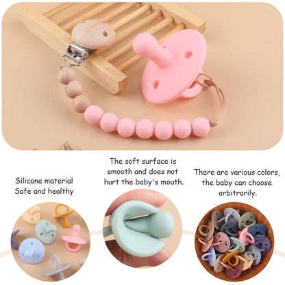 Baby Silicone Pacifier Safe Food Grade Teether Newborn Soother Solid Color Dummies Silicone Nipple For Baby Chew Accessories