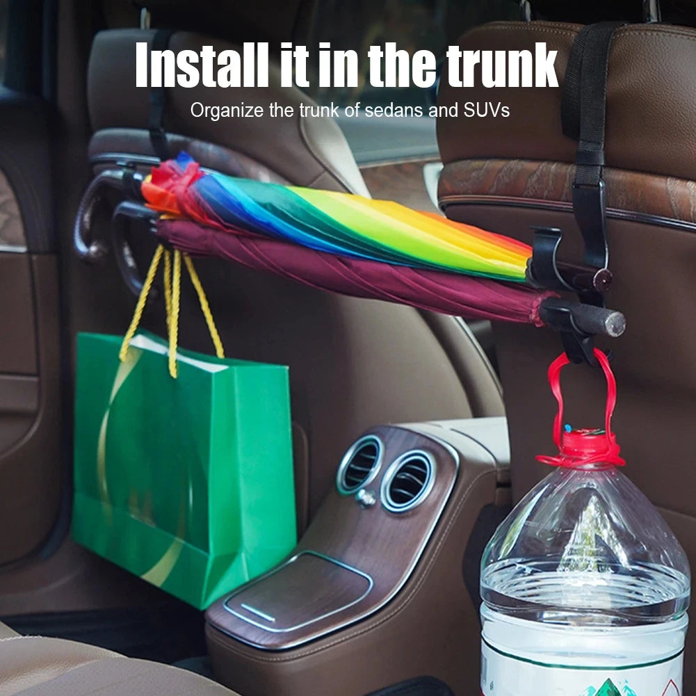 2pcs Multi-functional Cars Interior Hooks Car Seat Back Hook Trunk Umbrella Holder In-Car Umbrella Storaging Tools
