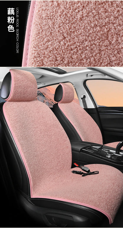 2023 New Car Heated Seat Cushion Made of Lamb Fleece Material, Comfortable and Warm, Suitable for Single Seat, Double Seat, and