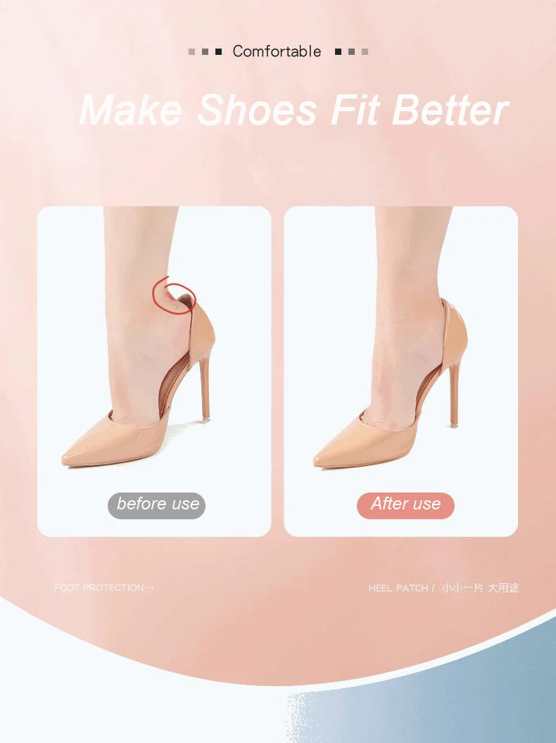 Upgrade Silicone Heel Stickers Heels Grips for Women Men Anti Slip Heel Cushions Non-Slip Inserts Pads Foot Heel Care Protector