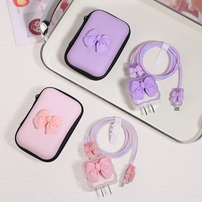 3D Bow Charger Cable Protector Cover For iPhone 20W 18W Charger Protector Storage Bag Case Cover Management Wire Cord Organizers