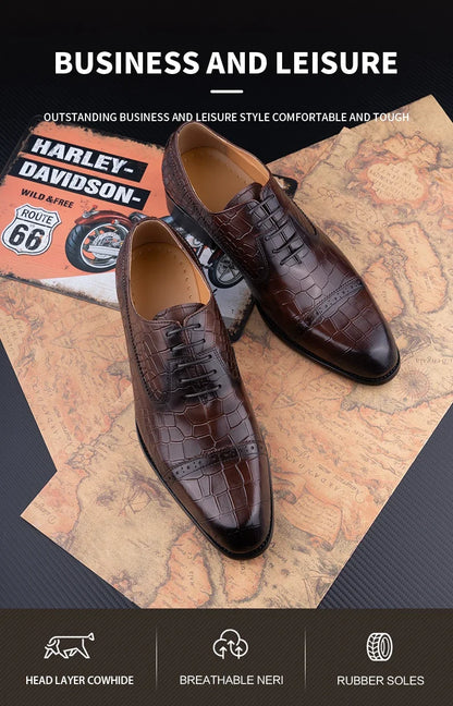 Handmade Oxford Casual Business Office Work Shoes Luxury Wedding Classic Fashion Formal Shoes Genuine Leather Lace Up Shoe