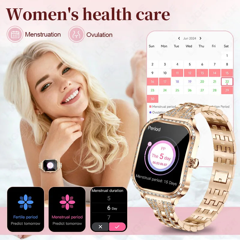 LIGE Fashion Ladies Smartwatch Women's Health Bluetooth Call Waterproof Watches Health Sports Best Friend's Smartwatch Adult