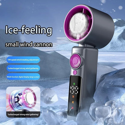 Electric Fan Handheld Fan 199 Gears High Speed Semiconductor Cooling Handheld Fan Mini Portable Folding USB Small Fan