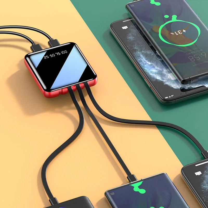 Power Bank 20000mAh Portable External Battery Powerbank Double USB OUTPUT With Flashlight Mini Power Bank For Smart Mobile Phone