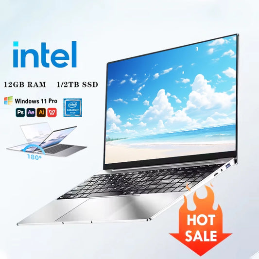 Laptop Computer 14.1" Intel 12GB RAM 1TB 2TB SSD Windows 11 Notebook Office Learn Recreation Entertainment Portable Laptops
