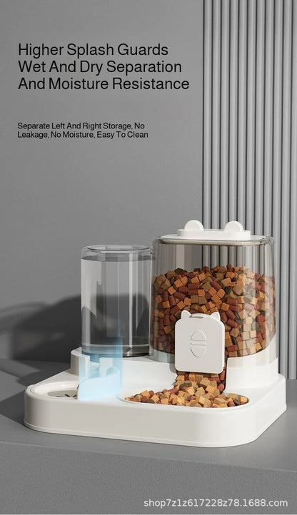 Automatic Dog Cat Feeder and Water Dispenser Gravity Food Feeder and Waterer Set with Pet Food Bowl Universal Pet Products