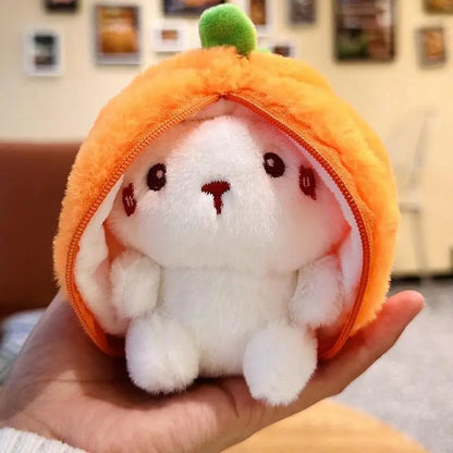 Plush Bunny Doll Reversible Stuffed Animal Carrot Rabbit Figurine Adorable Plush Bunny Toy For Girls Boys Kids Teens Adults