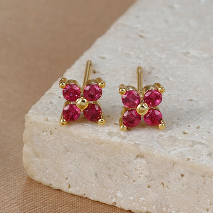 Stainless Steel Dainty Flower Stud Earring for Women Piercing Cartilage Ear Ring Colorful Zircon Women's Aesthetic Jewelry Gift