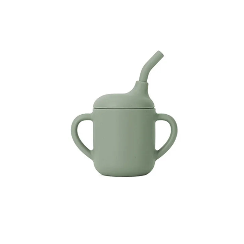 Children's silicone tableware set Baby Complementary Food Training 1/2/3/5PCS Set Sucker Bowl Bib Cup Fork Spoon Set Maternal