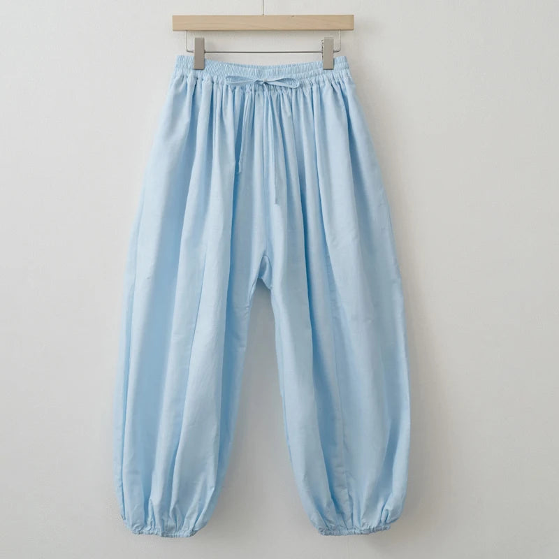 2025 Summer Trendy Linen Cotton Palazzo pants Women Bloomers Trousers