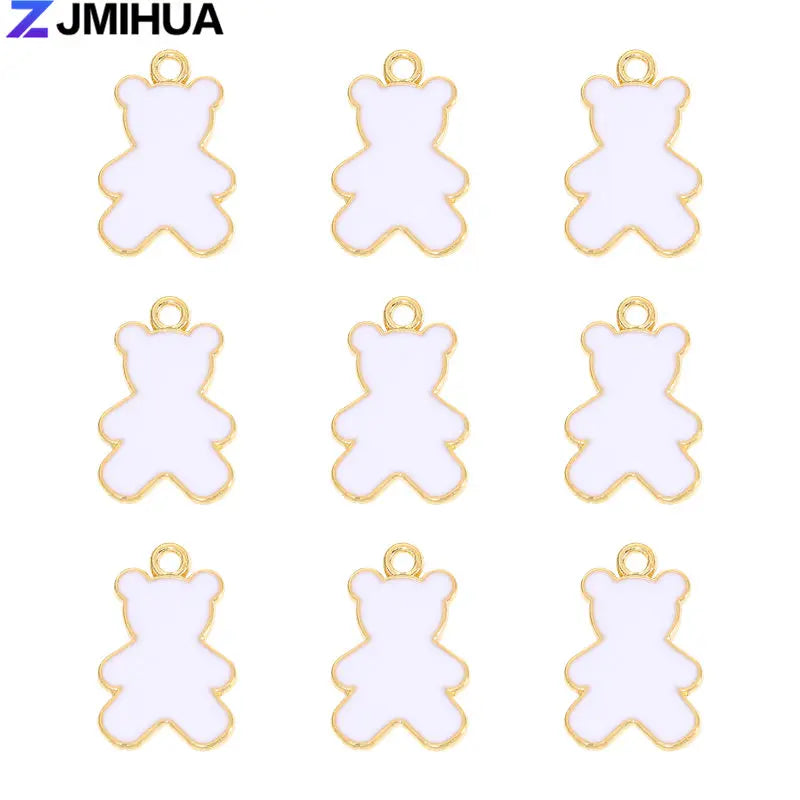 15pcs Enamel Charms Cute Bear Pendants Charms For Jewelry Making Supplies DIY Handmade Earrings Bracelets Findings Accessories