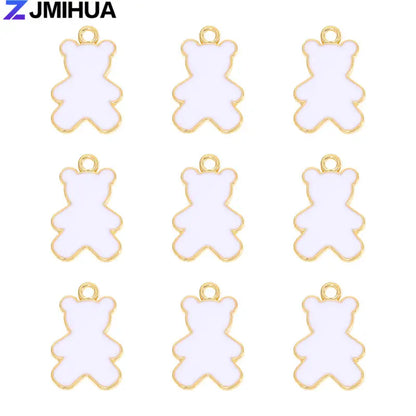 15pcs Enamel Charms Cute Bear Pendants Charms For Jewelry Making Supplies DIY Handmade Earrings Bracelets Findings Accessories