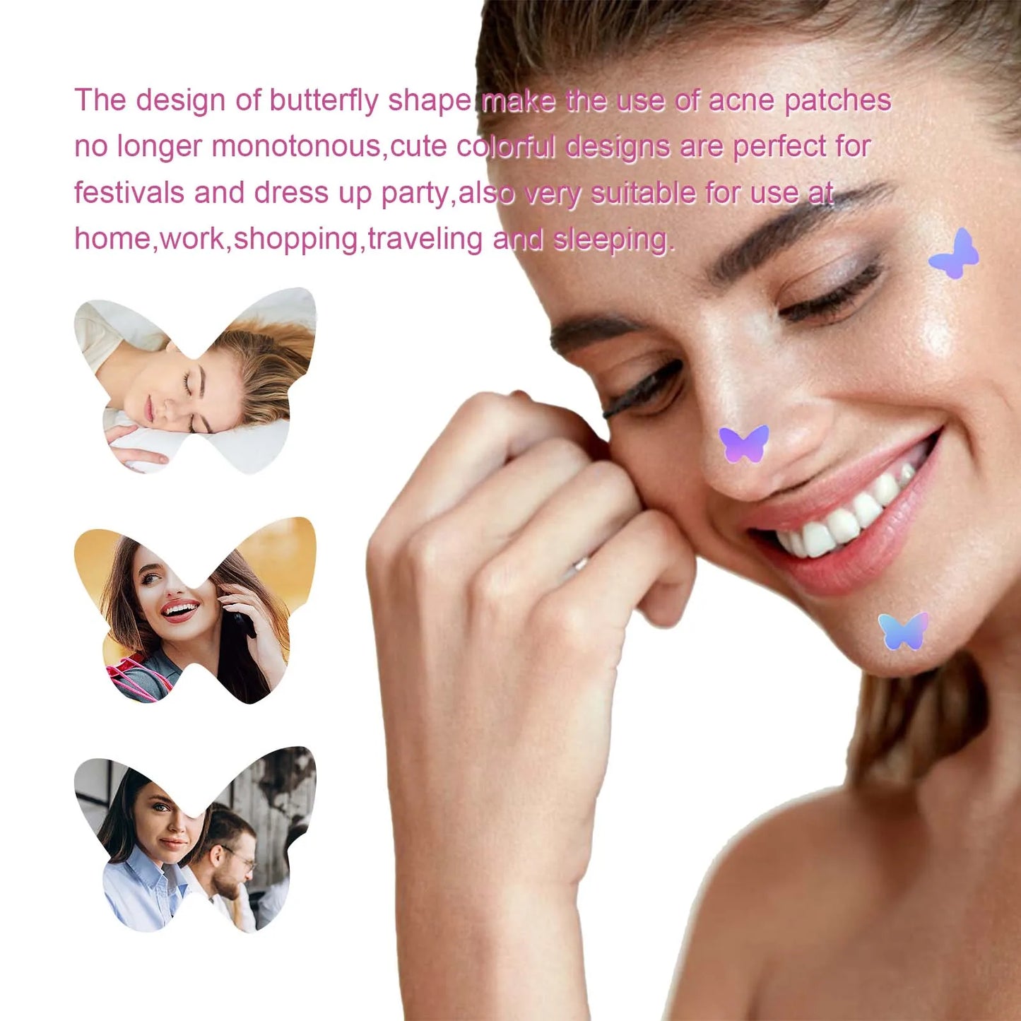 Pimple Patches for Face Cute Butterfly Shaped Acne Patches Hydrocolloid Cute Zit Stickers Parches Para Acne