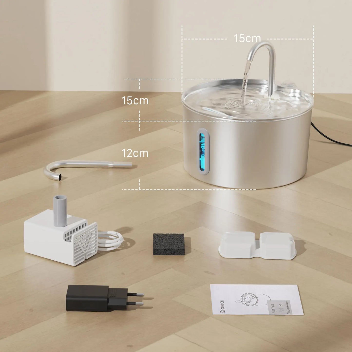 Cat Water Fountain Stainless Steel: 74oz/2.2 L Cat Fountain for Drinking - Automatic Pet Water Fountain for Cats Inside - Metal