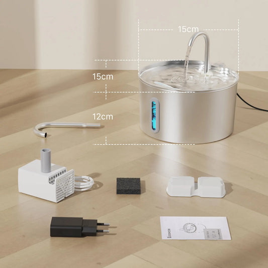 Cat Water Fountain Stainless Steel: 74oz/2.2 L Cat Fountain for Drinking - Automatic Pet Water Fountain for Cats Inside - Metal