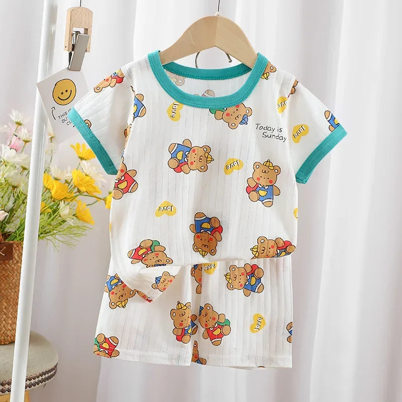 T-shirts Baby Clothes New Summer Children's Clothing  Children's Short Sleeved Shorts Suit Boys Girls Cotton