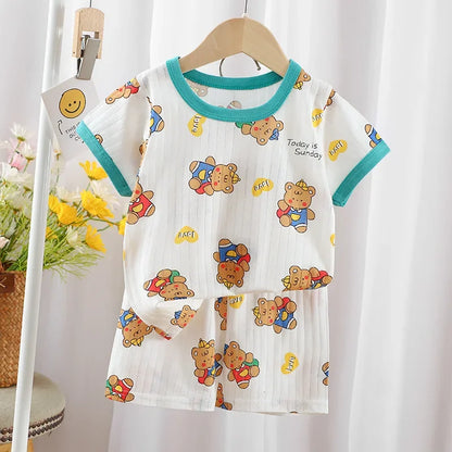T-shirts Baby Clothes New Summer Children's Clothing  Children's Short Sleeved Shorts Suit Boys Girls Cotton