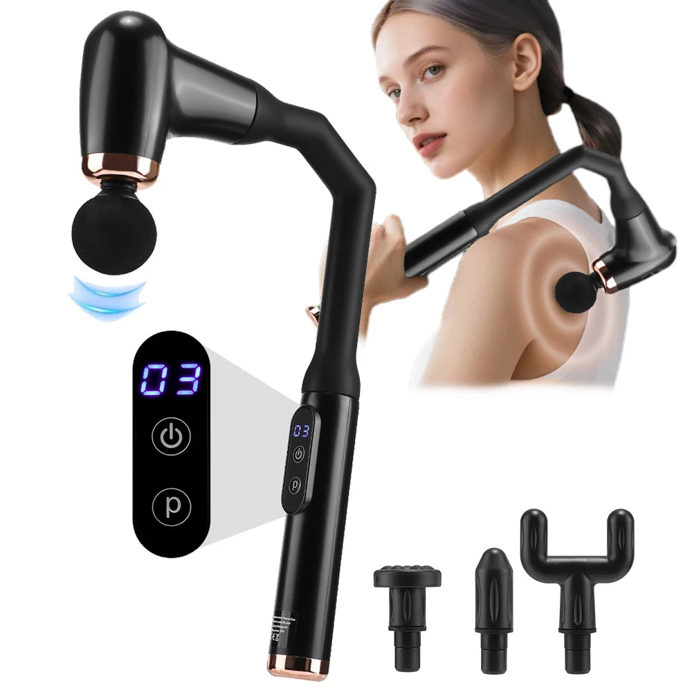 Portable Fascia Gun Full Body Muscle Relaxation Massage Gun with Extended Handle U-Shaped Home Hammer Massager For Back Shoulder