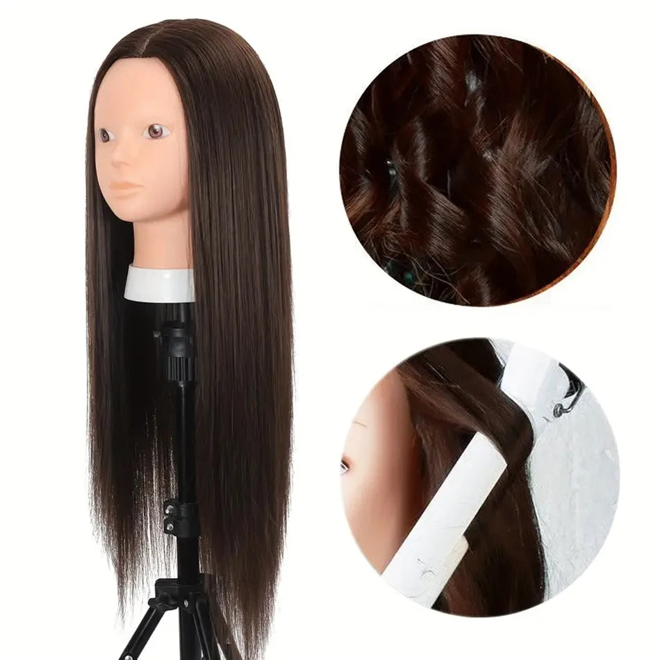 Cosmetology Mannequin Head with 80% Real Hair For Hairdresser Training Practice Long Straight Human Hair Mannequin Doll Head