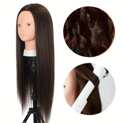 Cosmetology Mannequin Head with 80% Real Hair For Hairdresser Training Practice Long Straight Human Hair Mannequin Doll Head