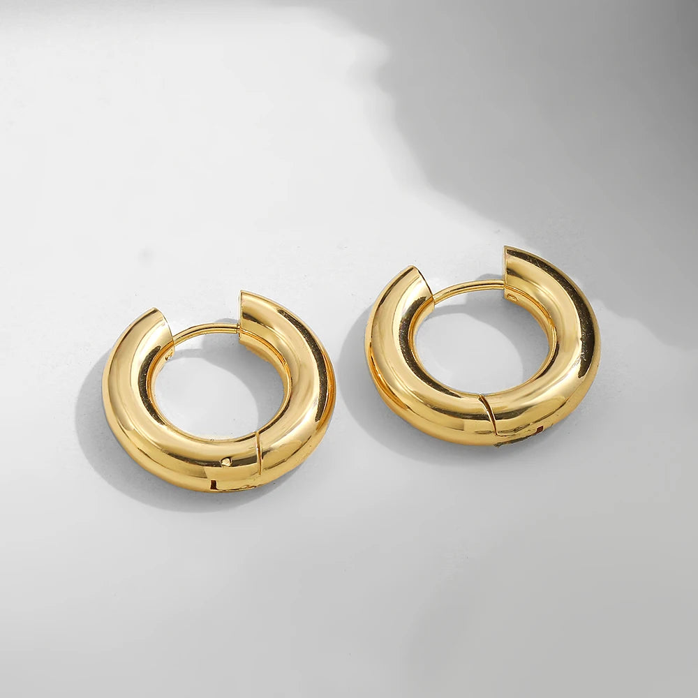 Punk Gold plated Chunky Irregular Hammered Hoop Earrings for Women Minimalist Geometric Twisted Polished Ear Ring Huggie Hoops