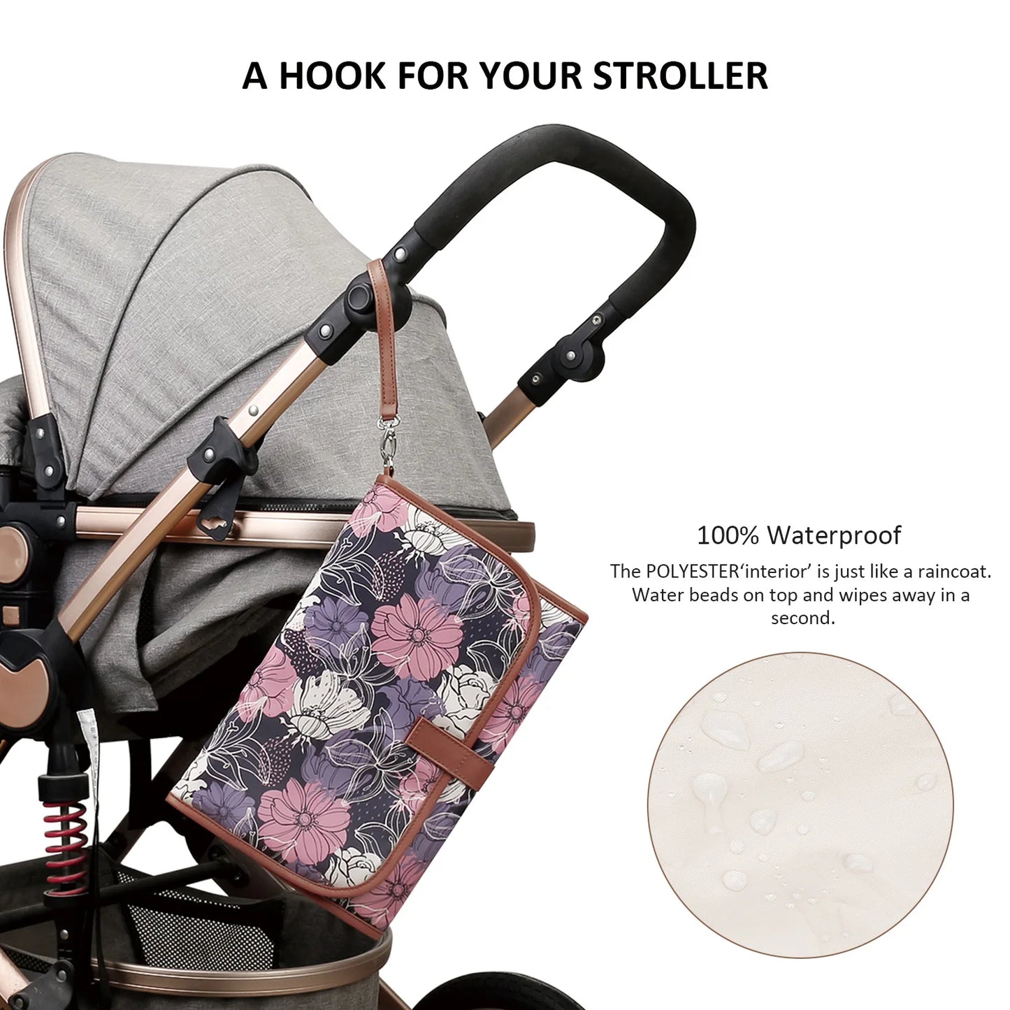 New Portable Diaper Changing Pad, Portable Changing pad for Newborn Girl & boy - Baby Changing Pad with Smart Wipes Pocket