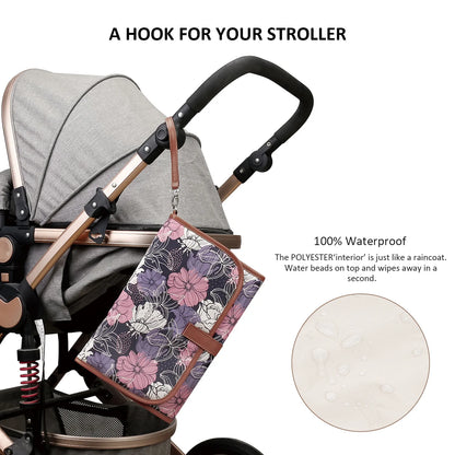 New Portable Diaper Changing Pad, Portable Changing pad for Newborn Girl & boy - Baby Changing Pad with Smart Wipes Pocket