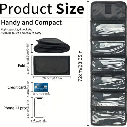 Cash storage box with 6 zippered pockets, cash ticket storage box, envelope wallet money bag