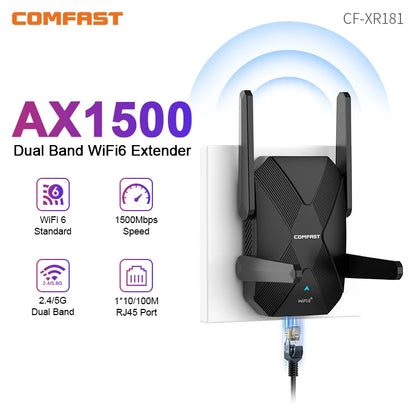 Comfast Extender 1500Mbps/WiFi 5 1200Mbps Extender Dual Band 2.4G&5.8G Wireless Repeater WiFi Range Booster AP/Router 4 Antennas