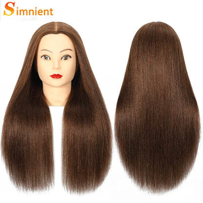 Female Mannequin Head with 22"100%Real Hair Cosmetology Manikin Head Hairdressing Practice Cutting Styling Training Doll Heads