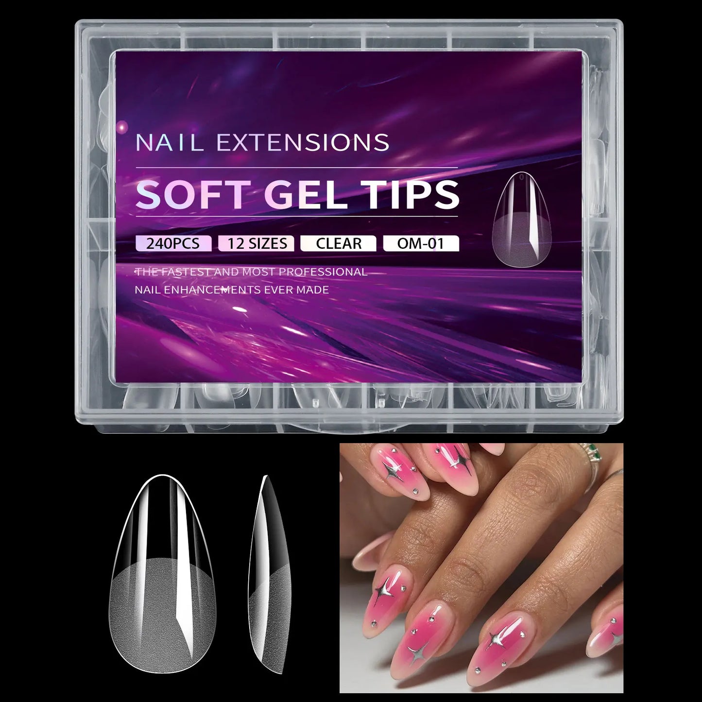 Luxury False Nail Tips Soft Gel Fingertip Semi-matte Capsules Almond French Coffin Full Cover Artificial Fake Nails Extension