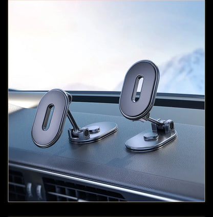 Magnetic Car Phone Holder Alloy Folding Strong Magnet 360 Rotation Universal Dashboard Mount for Smartphones Tablets