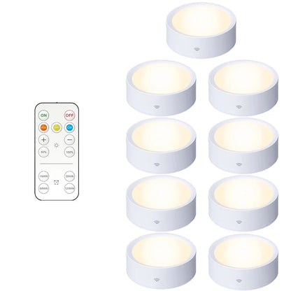 Smart Remote Control Cabinet Light Battery Powered Night Light Dimmable Warm/White Light Kitchen Light Closet Aisle Stairs Light