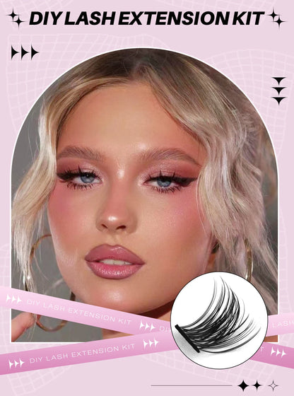 Diy Lash Extension Kit Cluster Eyelash Extension Kit Individual Lashes Kit Lash Bond and Seal Lash Glue and Lash Tweezers Makeup