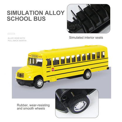 Simulation Alloy School Bus Inertia Toys Car Model Pull Back Car Interactive Toys Car Collection Educational Boy Gifts Toys