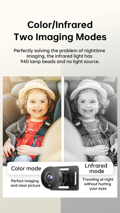 Baby Car Monitor 1080P Monitor Camera for Baby Rear Facing Seat Mirror Display 125° Wide View Night Vision Car Mirror Camera