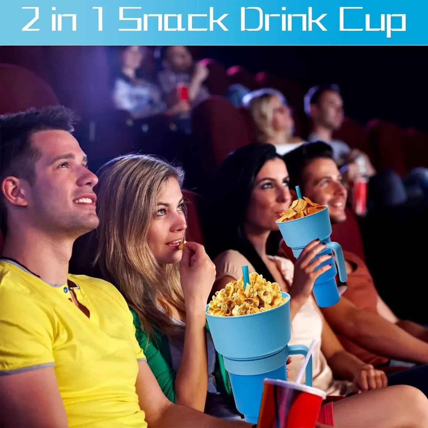 Popcorn Beverage Cup Snack Cups Straw Cup with Handle Water Bottles with Straw Coffee Cup Mug