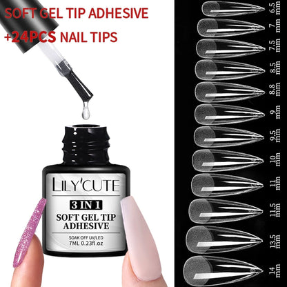 LILYCUTE 7ML Soft Gel Tip Adhesive Glue For False Tips Extend Press On Nails Nail Art Long Lasting Soak Off UV Gel Nail Polish