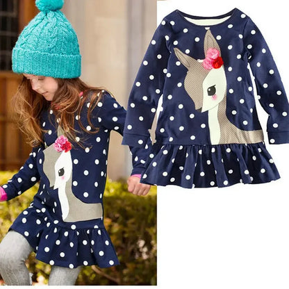 Baby Girls T-Shirt 1-6 Years Long Sleeve Cotton Cartoon Deer Printing Tops Toddler Girl Children T Shirts KF706