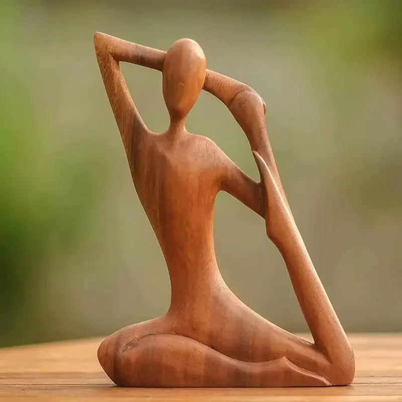 Yoga Girl Wood Carving Wooden Yoga Meditation Statue Handmade Wood Carving Yoga Pose Yoga Girl Home Decoration
