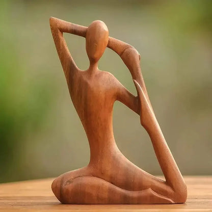Yoga Girl Wood Carving Wooden Yoga Meditation Statue Handmade Wood Carving Yoga Pose Yoga Girl Home Decoration