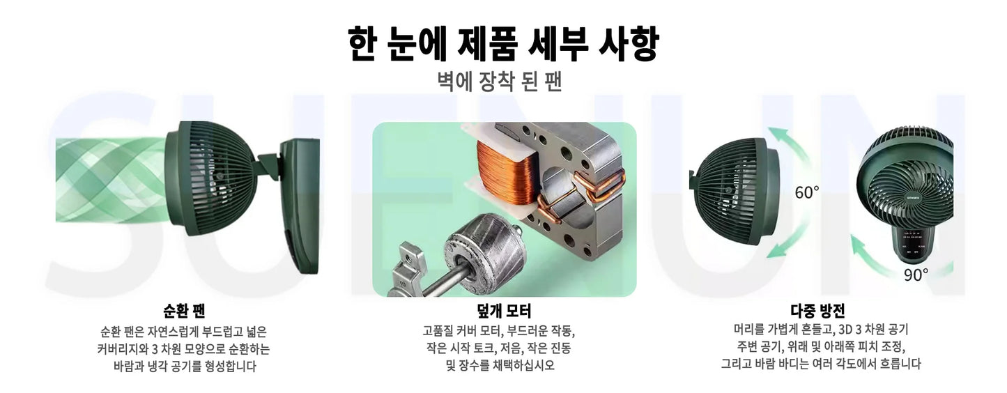 Air circulating wall fan Wall mounted household wall mounted electric fan Kitchen Toilet Non perforated wall electric fan Remote