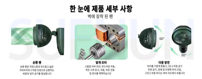 Air circulating wall fan Wall mounted household wall mounted electric fan Kitchen Toilet Non perforated wall electric fan Remote