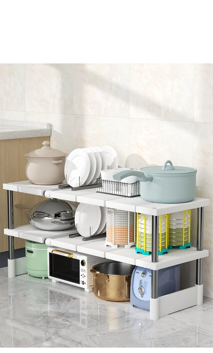 Stackable Storage Rack Multifunctional Telescopic Sink Holder Wardrobe Layered Partition Rack Closet Sorting Shelves Organizer