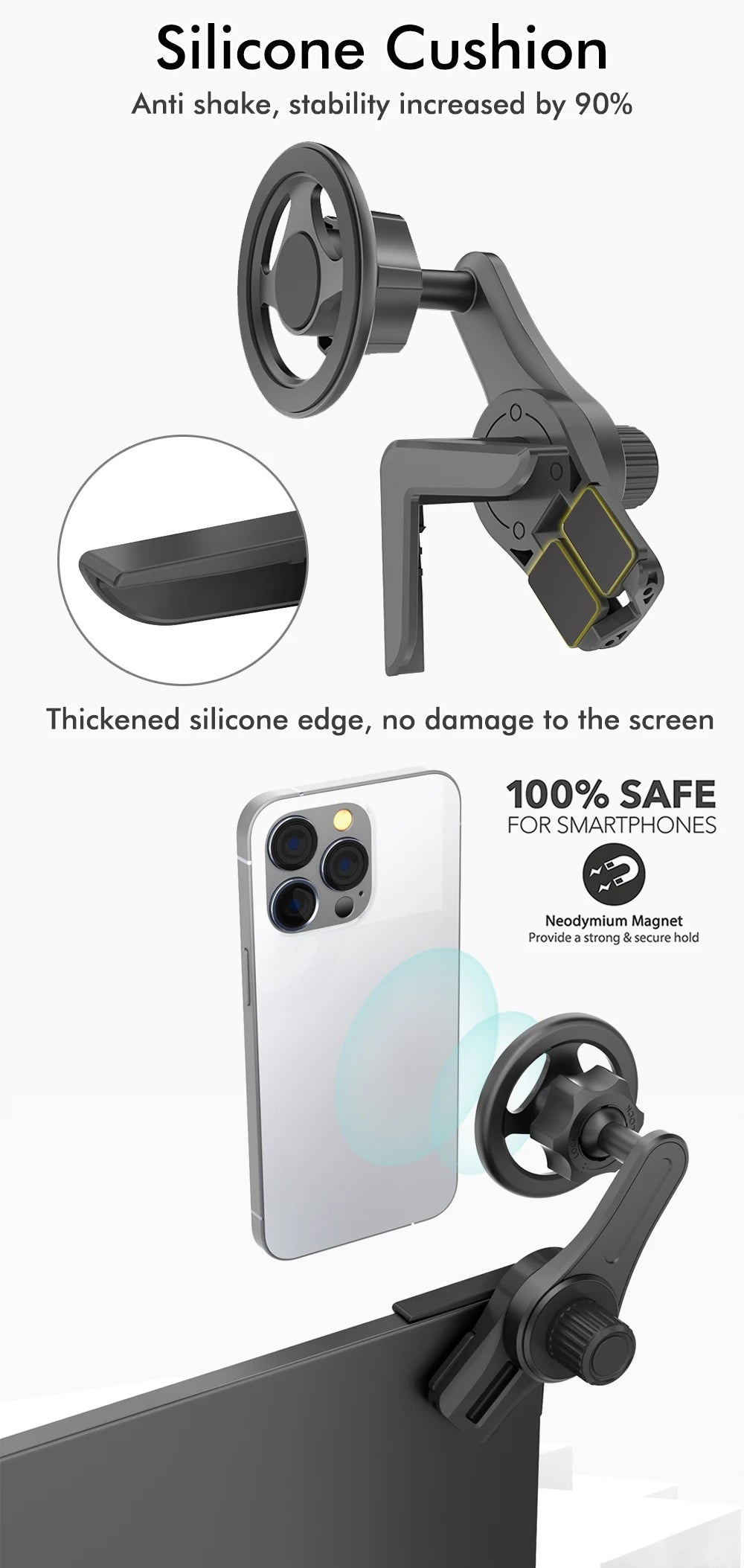 New Car Mounted Display Screen Magnetic Mobile Phone Holder 360 Degree Rotation Foldable Mount Usded for Car Electric Vehicle