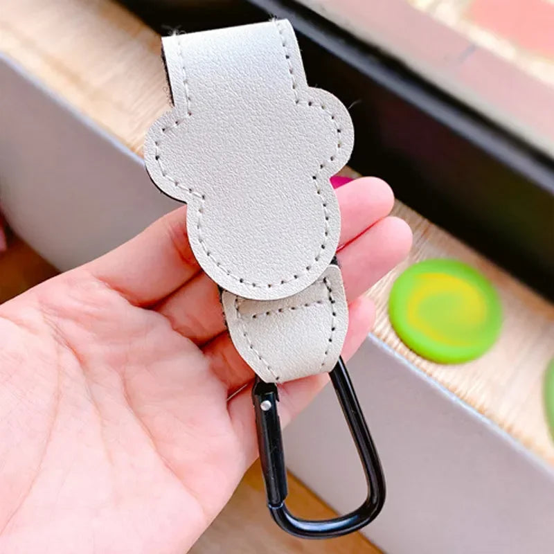 1/2pcs Baby Stroller Hooks Clips PU Leather Rotatable Cart Organizer Pram Hook Pram Rotate 360 Degree Stroller Accessories