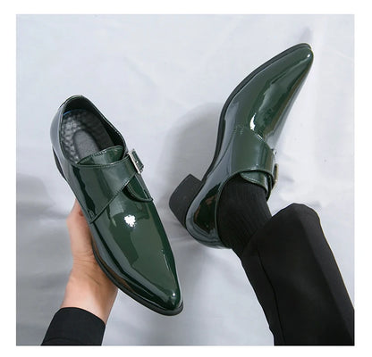 Luxury Black High Heel Men's Shoes Fashion Moccasin For Men Wedding Shoes Casual Dress Leather Pointed Toe Shoes Man Oxford Shoe