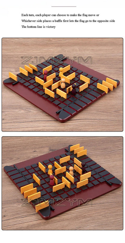 Wooden Checkers Board Tabletop Games Chess Two-Player Game Board Set Travel Portable Chess Game Sets Interactive Game For Family