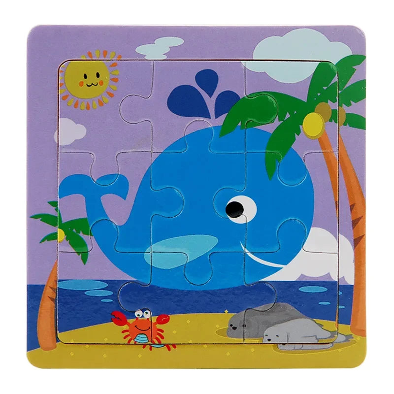 Plane Puzzles Cartoon Animals Wooden Montessori Game Kids Cognitive Jigsaw Puzzle Baby-Toy Educational Toys for Children Toddler